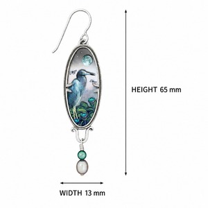 Orecchini pendenti vintage con fenicottero blu e fiore, stile corte, da donna, per feste, con personalità - Product Image 5