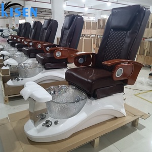 Kisen Luxury Professional Brown Pu Leather Pipeless Magnetic Jet Nail Salon Foot Spa Massage Electric Pedicure Manicure Chair - Product Image 4