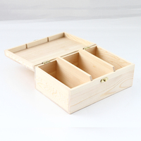 Boîte d'emballage rectangulaire en bois à charnières pour flacons d'huiles essentielles avec 3 compartiments, emballée en carton, organisateur de bureau