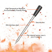 Termometer Daging Nirkabel Lonnmeter dengan Rating IP68, Bahan Stainless Steel Food Grade untuk Akurasi 1°C, 0-100°C untuk Memanggang