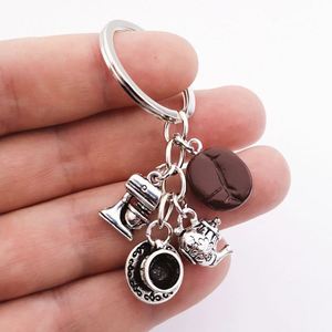 LLavero de café creativo para cocinar, taza de café, máquina de café portátil, tetera, comida, llaveros de Metal, accesorios de postre de la tarde, regalo - Product Image 4