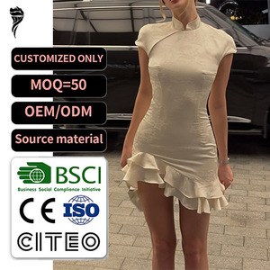<span class=keywords><strong>Vestido</strong></span> Mini Personalizado para Mujer, Sexy, <span class=keywords><strong>Ajustado</strong></span> a la Cintura, con Volantes y Dobladillo Plisado, <span class=keywords><strong>Vestido</strong></span> Mini de Manga Corta, Elegante, Formal, para <span class=keywords><strong>Fiesta</strong></span> - Product Image 1