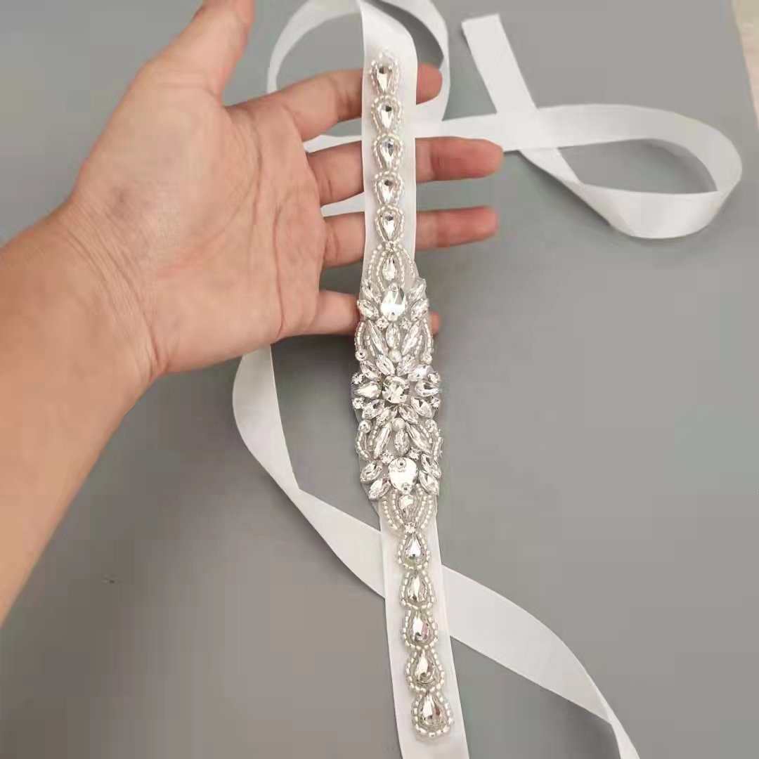 Небольшой винтажный свадебный пояс ручной работы для детей, пояс с аппликацией из страз и страз