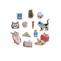 Patch brodé personnalisé avec un chat de dessin animé |   Autocollant en tissu en feutre écologique, motif cœur et fleur, auto-adhésif, bricolage, pour vêtements