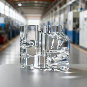 PMMA <span class=keywords><strong>CNC</strong></span>マシニングセンターバルブボディフローチャンネル5軸同時精密加工による精密バルブ製造 - Product Image 1