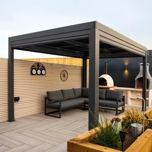 Pabellón de aluminio inteligente de tamaño personalizado, pérgola con techo de lamas eléctricas al por mayor para proyectos de construcción al aire libre - Product Image 4