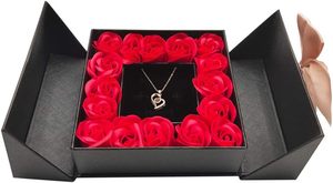 Caja de Regalo para Joyería con Lazo, Logotipo Personalizado, Estilo Simple, Caja de Papel de Lujo con Diseño de Rosas, Caja Magnética para Regalo de Joyería - Product Image 2
