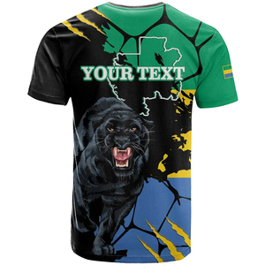 Speciale maglietta Gabon stile Afro T-Shirt da uomo con <span class=keywords><strong>pantera</strong></span> nera e stemma per il giorno dell'indipendenza - Product Image 2
