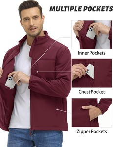 Men's <b>Lightweight</b> Winter Jacket Enhanced Breathability Softshell Weatherproof Windproof Stand Collar <b>Long</b> Waterproof Fabric <b>Coat</b> - Product Image 4