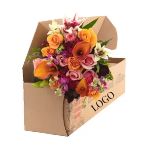 Wholesale Long Stem Roses Paper Box Flower Box Packaging Brown Corrugated Shipping Box