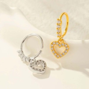 Showfay Anneau de <span class=keywords><strong>nez</strong></span> en alliage de cuivre plaqué or 18 carats avec zircone cubique, pendentif cœur creux, pour mariage et fiançailles - Product Image 6