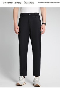 <span class=keywords><strong>Pantaloni</strong></span> Casual Premium da <span class=keywords><strong>Uomo</strong></span> Vestibilità Classica Senza Stiratura <span class=keywords><strong>Vita</strong></span> Elastica Piatta Espandibile Tinta in Capo Spandex Leggeri - Product Image 2