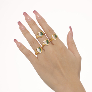 New thép không gỉ Màu men nhựa khô Hoa Tình Yêu mở vòng điều chỉnh - Product Image 3