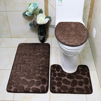 3 pièces Tapis de salle de bain en microfibre moelleux antidérapant absorbant doux et uni en gros