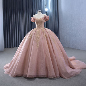 Jancember 231145 paillettes rose rose épaules dénudées robe de soirée en dentelle robes de bal - Product Image 4