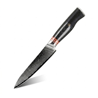 3,5 inch professioneel Damascus staal keukenmes voor groenten & fruit, schilmes met zwart Pakka houten handvat
