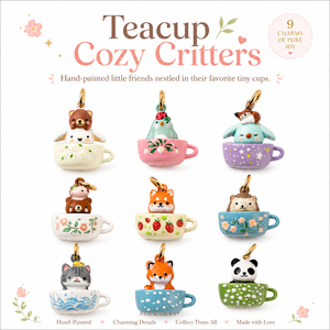 Tazas de Té con Diseño de Animales Adorables |   Colgantes de latón chapado en oro de 18 quilates con esmalte pintado a mano, diseño de animales, tazas de té, bonitos y kawaii para la fabricación de joyas - Product Image 1