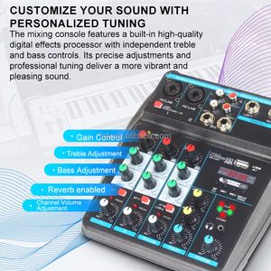 Consola <span class=keywords><strong>de</strong></span> Mezclas <span class=keywords><strong>de</strong></span> Audio para DJ TNH A4, 4 Canales, Mini Mezcladora con USB, Bluetooth, Alimentación Phantom <span class=keywords><strong>de</strong></span> 48V para Transmisión en Vivo desde el Hogar y Computadora - Product Image 4