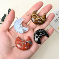 Pendentifs en cristal enveloppés à la main, pierres semi-précieuses naturelles, pendentifs en cristal en forme de lune pour la décoration