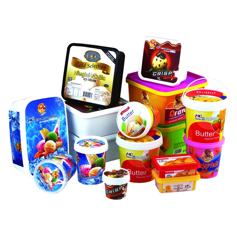 Custom personalized plastic food grade IML printed 100g 200g plastic yogurt ice cream packaging containers packs