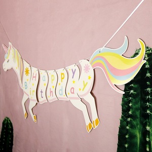 FAI DA TE Buon Compleanno Banner Unicorn Carta Appeso Partito Bandiere Decorazioni - Product Image 2
