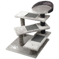 Arbre à chat de luxe en bois à quatre niveaux avec plateformes rotatives, poteaux en corde de sisal et lit supérieur pour chats d'intérieur - Durable