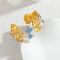 Bracelet manchette géométrique pour femme, plaqué or 18 carats, acier inoxydable, émail irrégulier, bague de bras, bijoux de luxe léger et tendance