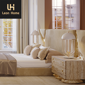 High End grande testiera <span class=keywords><strong>letto</strong></span> <span class=keywords><strong>matrimoniale</strong></span> Custom oro acciaio inossidabile <span class=keywords><strong>letto</strong></span> in pelle di lusso moderna camera da <span class=keywords><strong>letto</strong></span> mobili king Size <span class=keywords><strong>letto</strong></span> di lusso - Product Image 2