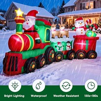 Prix de gros usine : Décoration de Noël gonflable lumineuse avec Père Noël au volant d'un train, rennes et bonhomme de neige pour l'extérieur
