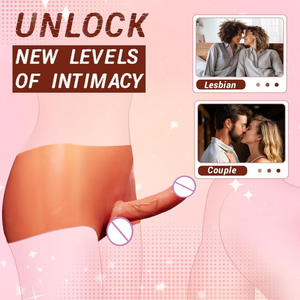 Siliconen draagbare leren broek mannen vrouwen realistische dildo lesbische masturbatie apparaat adult <span class=keywords><strong>sex</strong></span> toys Dongguan gemaakt vleeskleur - Product Image 3