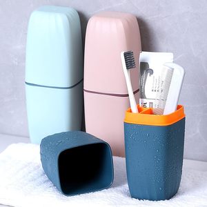 New Beautiful Plastic Modern Standing Bathroom Travel <b>Toothbrush</b> <b>Holder</b> Case Foldable Double Tier Storage <b>Toothpaste</b> Mouthwash - Product Image 4