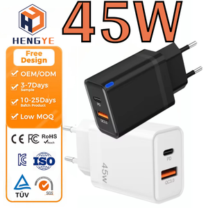 Adaptador de Carga Rápida PPS Premium de 45 W, Bloque de Carga Súper Rápida Eléctrico de Doble Puerto, USB C PD Tipo C, Cubo de Carga <span class=keywords><strong>GaN</strong></span> Súper de 45 W - Product Image 1
