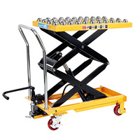 Chariot de levage hydraulique manuel à roulettes à roulement à billes, capacité de charge 150 kg, hauteur de levage double 0,77 m - 1,31 m, plateforme de transport mobile pour usine