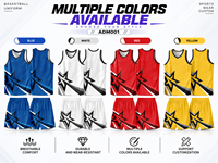 Ensemble de maillots de basket-ball unisexes personnalisés, réversibles, sublimation, séchage rapide, respirant, maille 100% polyester, uniforme d'équipe, col en V, côtés
