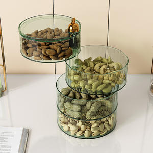 Оптовая продажа, креативный 360 Вращающийся многослойный пластиковый прозрачный Круглый Настольный ящик для хранения еды для сладостей, сухофруктов, закусок - Product Image 2