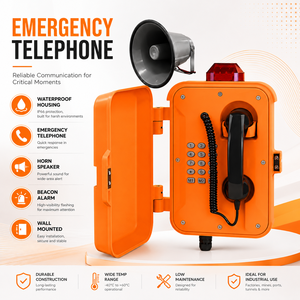 Téléphone analogique VoIP robuste, étanche IP66 IP67 pour extérieur avec balise - Product Image 1