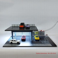 Modèle de scène de parking à l'échelle 1:64 avec éclairage, construction en PVC, modèle miniature de scène, diorama 1/64, boîte de présentation pour voitures miniatures