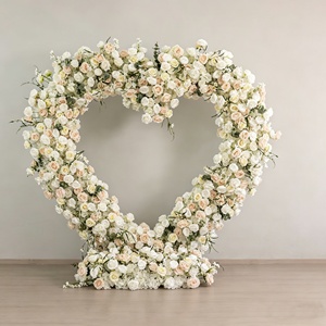 Arreglo Floral Artificial para Boda, Corazón de Rosas de Seda, Fondo Moderno Hecho a Mano para Decoración de Bodas y Fiestas - Product Image 3
