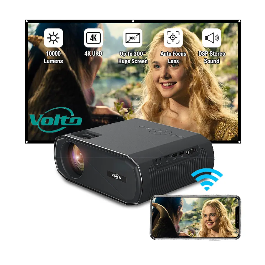 VOltoSmart Curto Lance Holograma Laser Android Mini Hd 4K 1080P Home Theater 6000 Lumens Home Video Cinema Led Lente Projetor