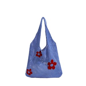 Nouveau sac fourre-tout d'été en maille jacquard ajourée à motif floral, grande capacité, pour femme, sac à bandoulière simple pour le shopping - Product Image 3