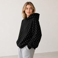 Sweat-shirt à capuche à pois pour femme Joydressing, coupe décontractée, manches longues, pull-over pour les détaillants de vêtements