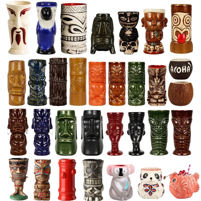 Grosir Koktail Bar Desain Unik Mug TIKI Hawaii Mug Gelas Tiki Mug Keramik Koktail