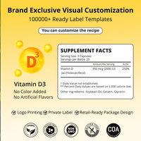 Kapsul Vitamin D3 OEM 2000 IU 50mcg Kolekalsiferol Memberikan Dukungan Nutrisi untuk Kesehatan Imunitas, Tulang & Otot, Suplemen Diet