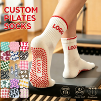 Chaussettes de yoga antidérapantes en coton Juncai de haute qualité avec logo, chaussettes de pilates pour femmes, chaussettes personnalisées