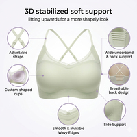 Soutien-gorge sans couture sans armatures en soie glacée rafraîchissante et respirante, avec rembourrage push-up et bordure en dentelle, dos croisé, pour femme, idéal pour l'été et le quotidien – Vente en gros usine