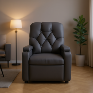 Poltrona Reclinabile in Pelle PU Grigio Scuro con Funzione Massaggio, Funzionamento Manuale, Design Contemporaneo, Poltrona Singola per Soggiorno - Product Image 2