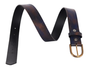 Cinturón de Cuero Genuino Personalizado con Acabado Azul Encerado, Hebilla Personalizada, Marca Privada OEM/ODM, Venta al Por Mayor, Estilo Casual Vintage - Product Image 3