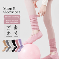 Chaussettes à talon ouvert pour femmes, antidérapantes, en tissu éponge, pour la danse, le Pilates, l'exercice, avec grip, pour l'intérieur, chaussettes de yoga et de Pilates