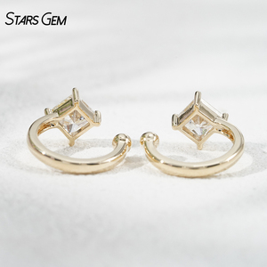 Starsgem Boucle d'oreille en or massif 10 carats avec diamant solitaire, unisexe, tendance, 0,7 carat, diamant de laboratoire de couleur blanche, boucle d'oreille - Product Image 5
