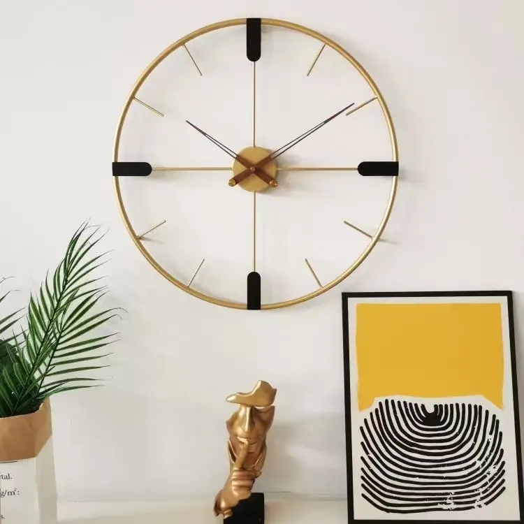 50cm fait à la main Style nordique horloge en métal Art mural décor à la maison fer cercle anneau Simple horloge moderne pour salon